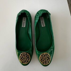 Steve Madden Emerald Green Flats with Gold Accent